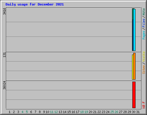 Daily usage for December 2021